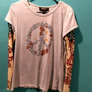 Style & Co Womens Top Size Small Light Blue w/Embe